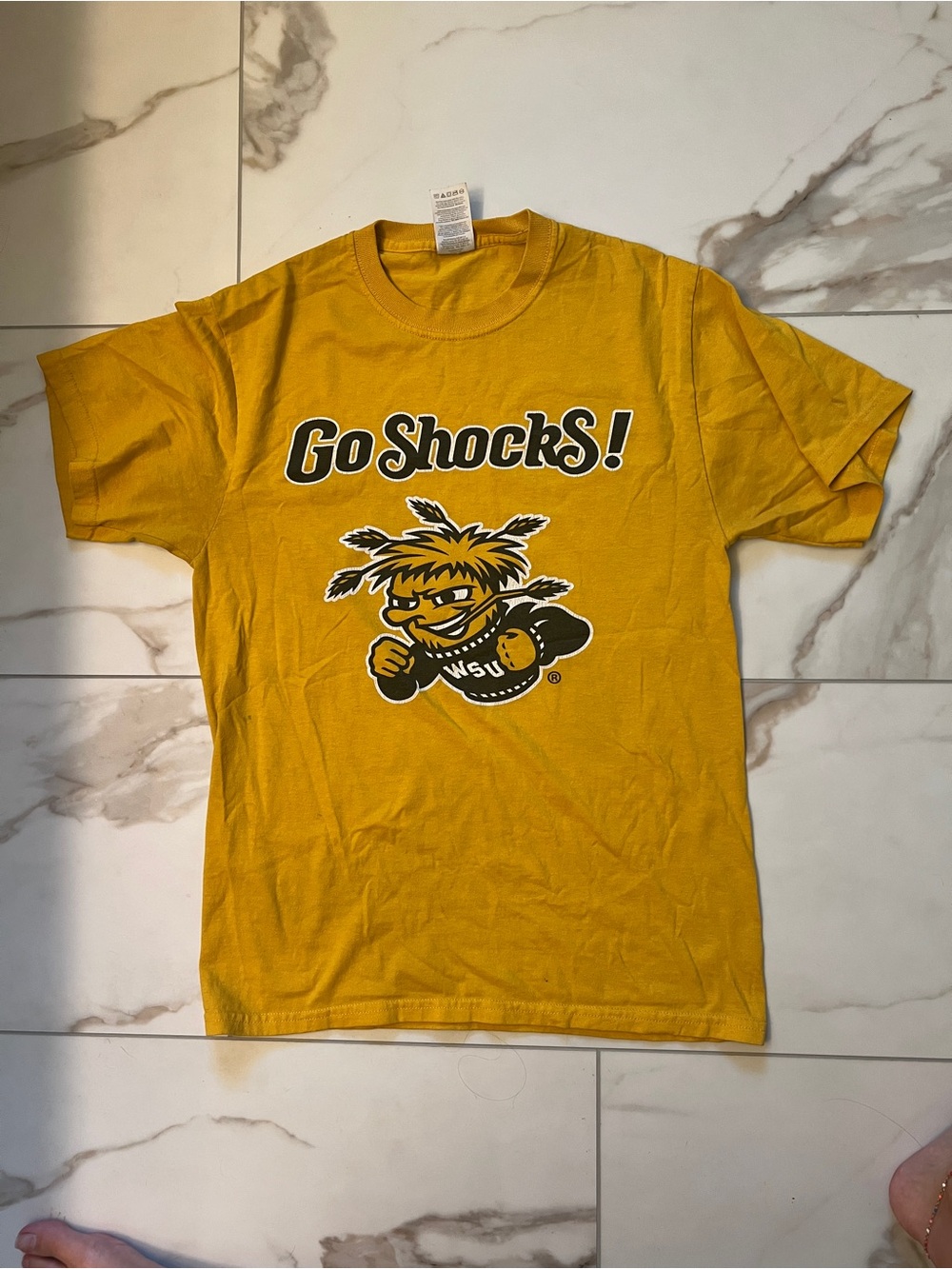 WSU Wichita State Mid 2000s Go Shocks! Men's Gold Graphic T-Shirt